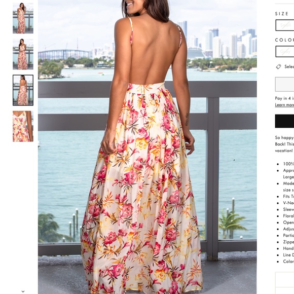 Miss Avenue Ivory Floral Tropical Maxi Dress - Size Small - Picture 4 of 11